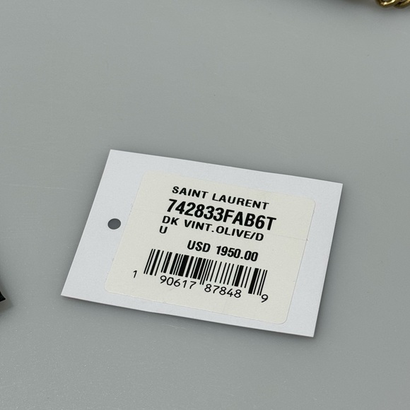 YSL Saint Laurent Kate Tassel Chain Bag Velour Olive Gold - Picture 10 of 10